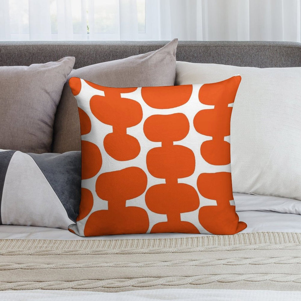 Iconic Mid Century Modern Pattern in White And Orange Soft Anti-Pilling Throw Pillow