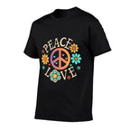 Retro 60s 70s Groovy Hippie Flowers Peace Sign Peace Love  Moisture-wicking T-Shirt