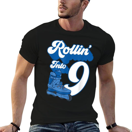 Rollin' Into 9 Roller Skating Birthday 12th Boy Kids Skate  Versatile T-Shirt