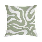 Liquid Swirl Abstract Pattern in Sage Green And White Soft Home Decor Throw Pillow