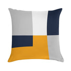 Modern Color Block - Navy, Grey And Yellow Soft Luxury Feel Throw Pillow