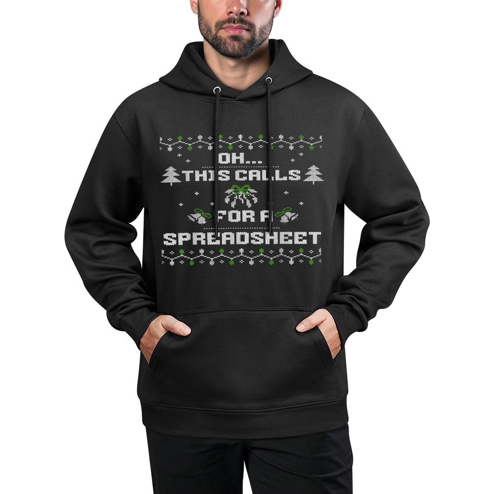 Oh This Calls for A Spreadsheet Ugly Christmas For Analysts Shrink-Resistant Hoodie