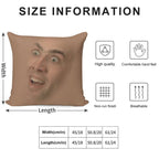 Nicholas Cage Face Pattern Soft Reinforced Edging Throw Pillow
