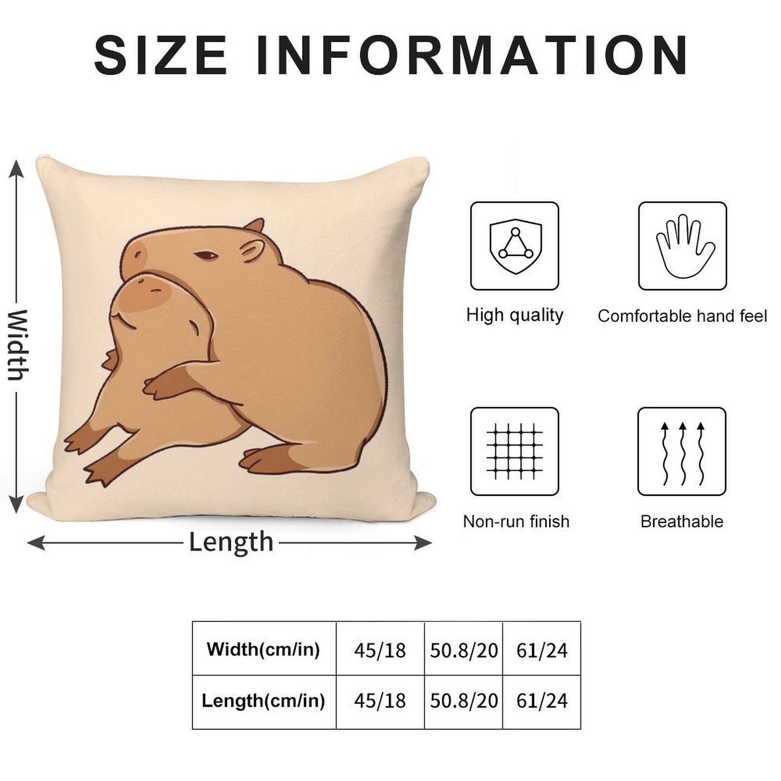 Hugging Capybaras Soft Easy Maintenance Throw Pillow