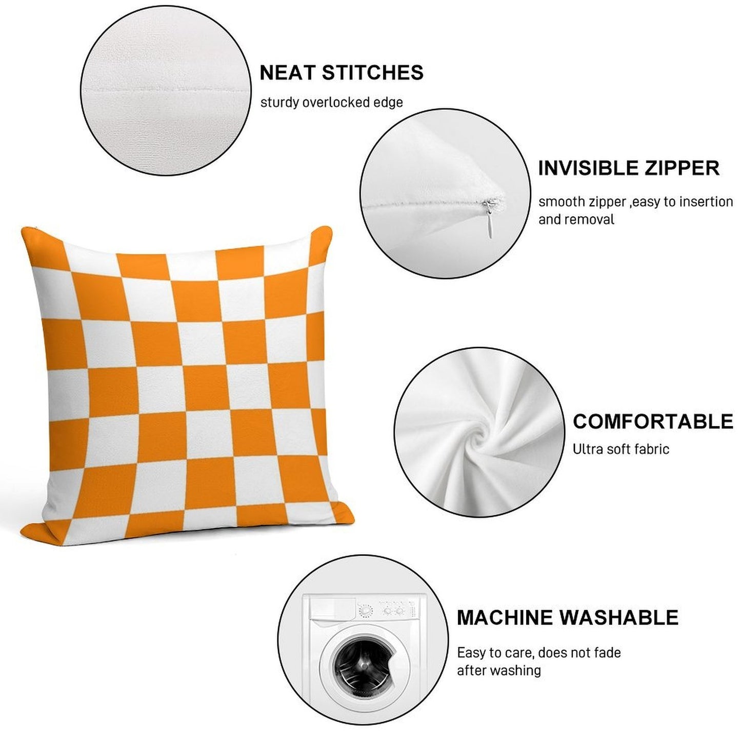 TN Vawls Checkerboard Soft Hidden Zipper Throw Pillow