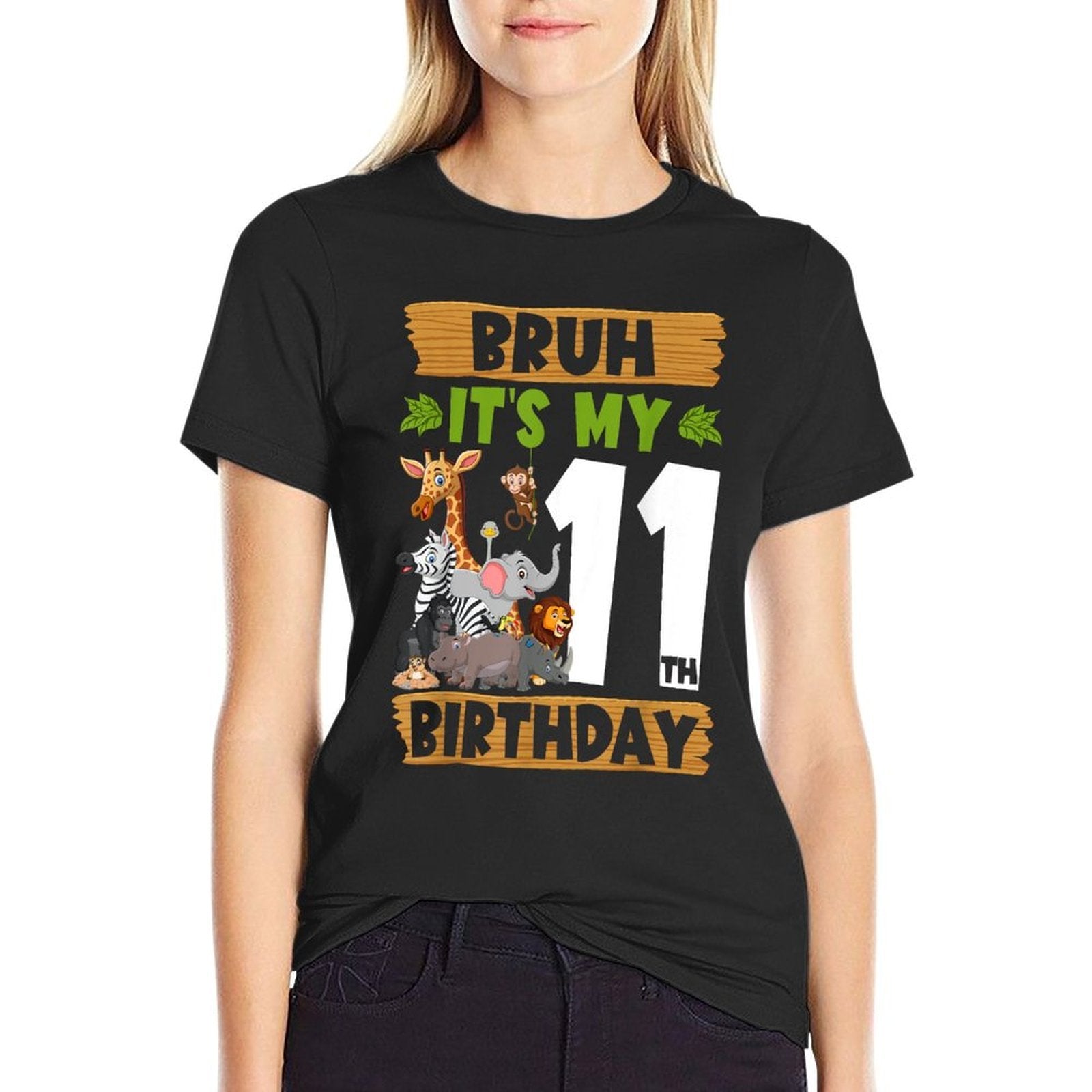 Bruh It's My 11th Birthday Animals Jungle Safari 11 Year Old  Versatile T-Shirt