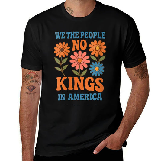 Womens No Kings in America We The People Retro Boho Floral Lovers  Moisture-wicking T-Shirt