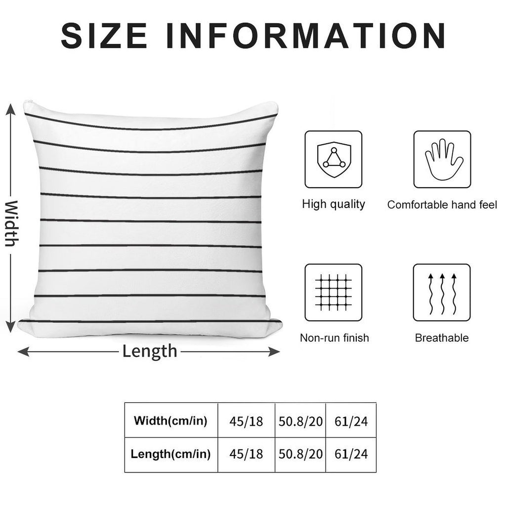 Skinny Stripe ((black on White)) Soft Ultra-Soft Texture Throw Pillow