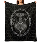 Mjolnir - The Hammer of Thor And Tree of Life Anti-pilling Throw Blanket