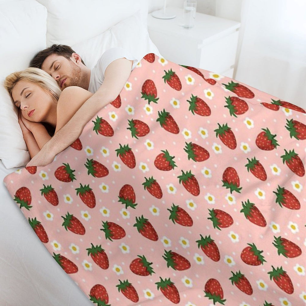 STRAWBERRY AND FLOWER PATTERN  VSCO Lightweight Throw Blanket