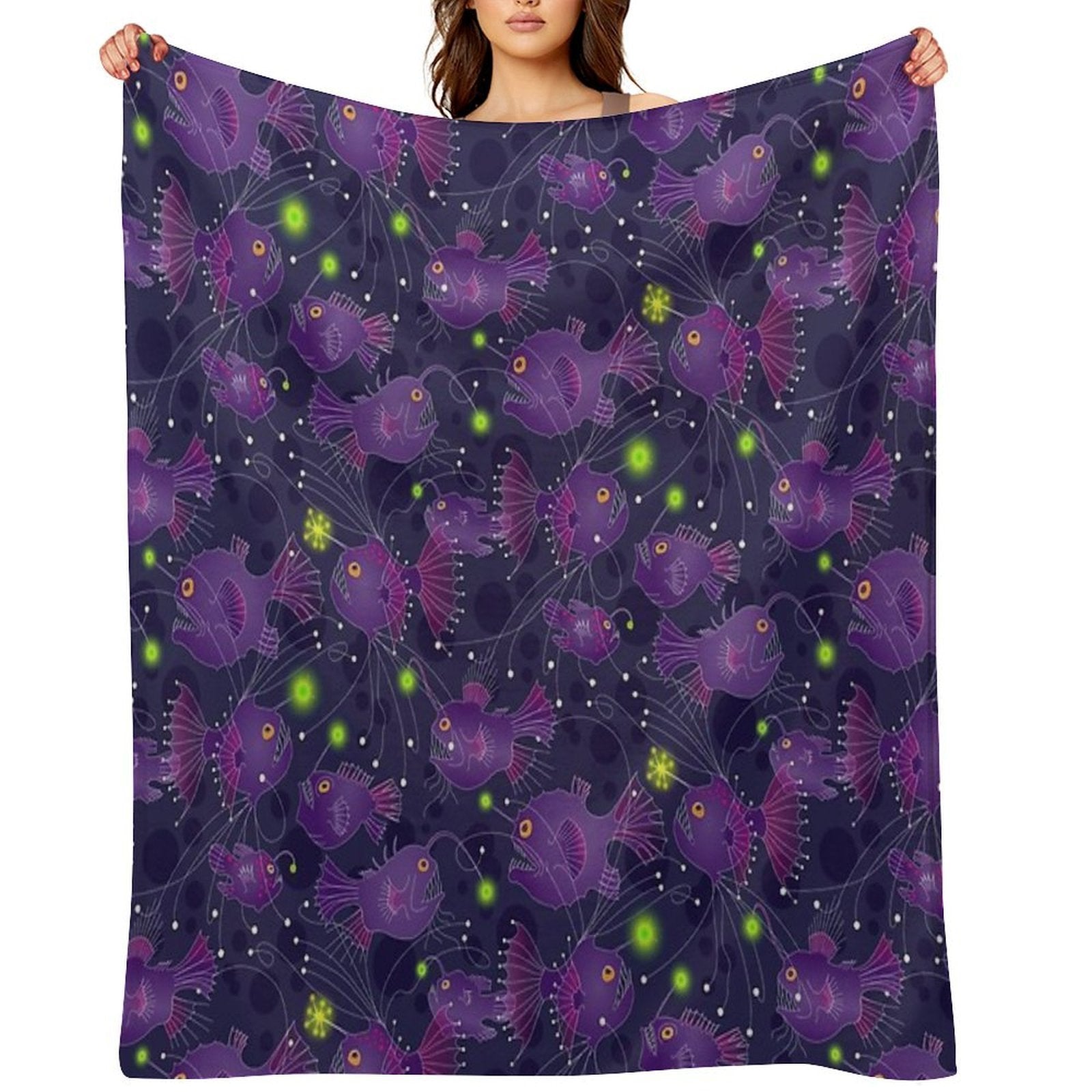 Angler Fish Purple Premium Throw Blanket