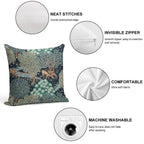 FOREST ANIMALS, DEERS BY A BROOK Blue Green Floral Soft Style Accent Throw Pillow