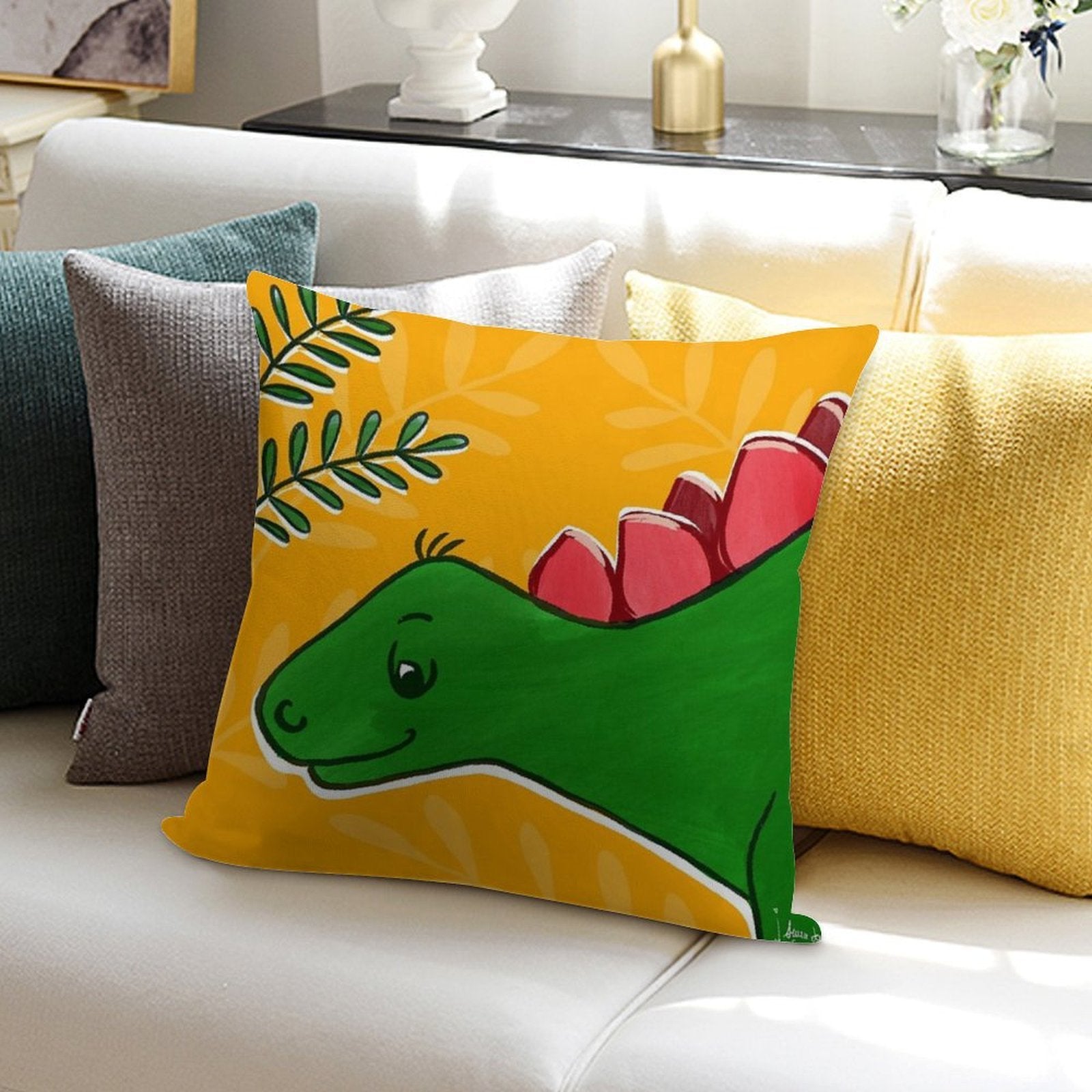 Small Stegosaurus Soft Ultra-Soft Texture Throw Pillow