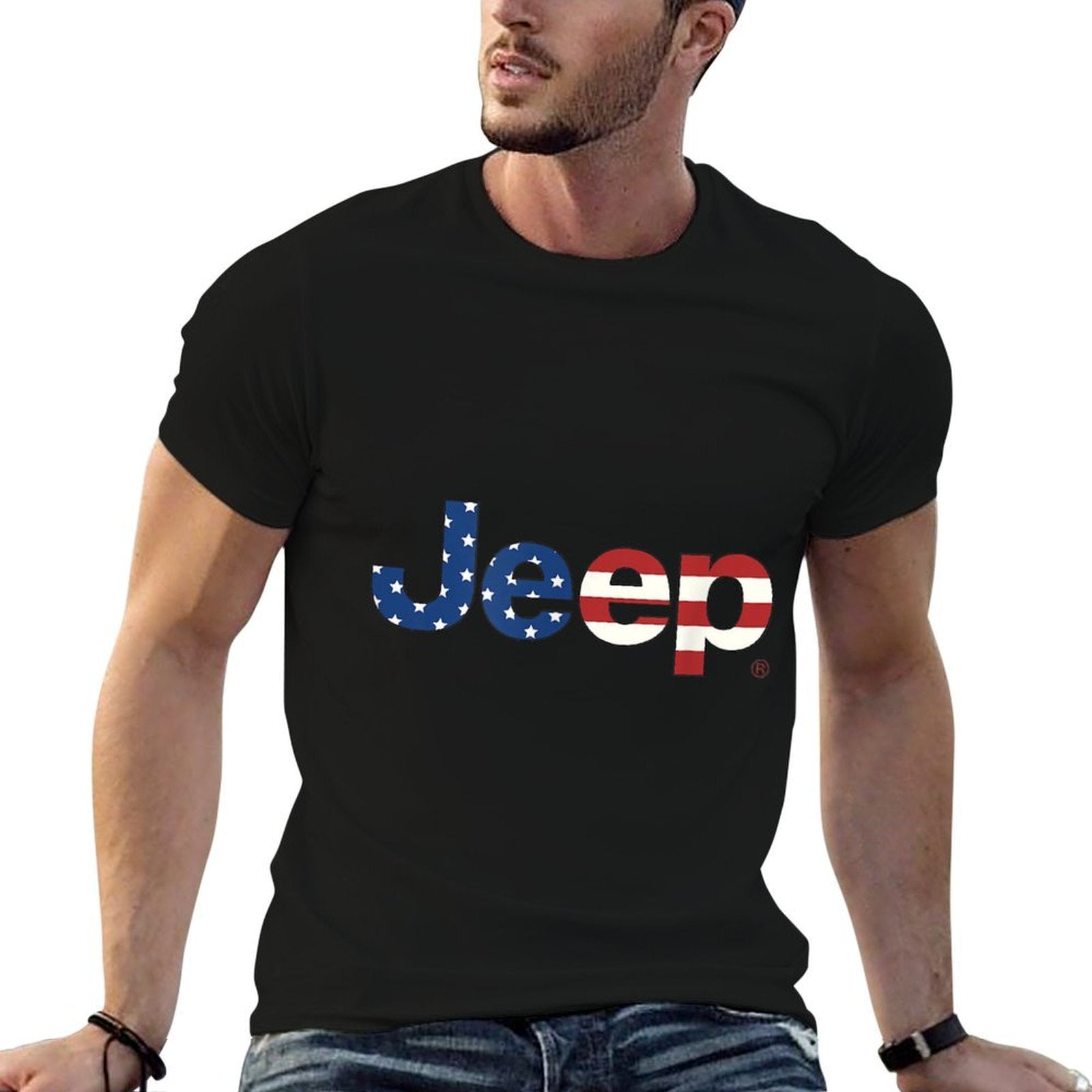 Jeep Wordmark Logo  Ribbed Collar T-Shirt