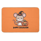 The Halloween Mouse And A Carved Pumpkin, Cute And Funny Cartoon Image  Fade-Resistant Bath Mat