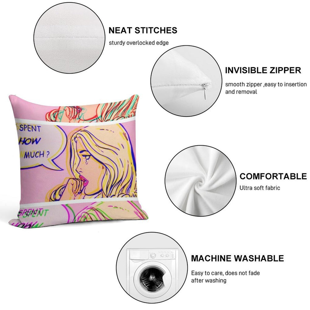 I Spent How Much Comic Pop Art Print Soft Multiple Sizes Throw Pillow