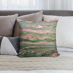Pink And Green Striped Pour Soft Reinforced Edging Throw Pillow
