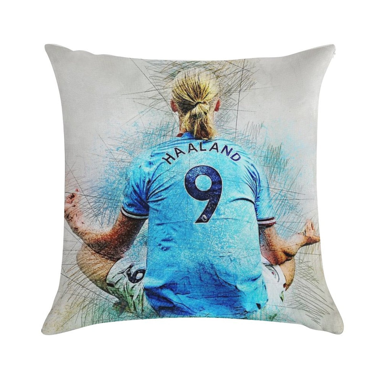 Erling Haaland Manchester Striker Soft Short Plush Fabric Throw Pillow
