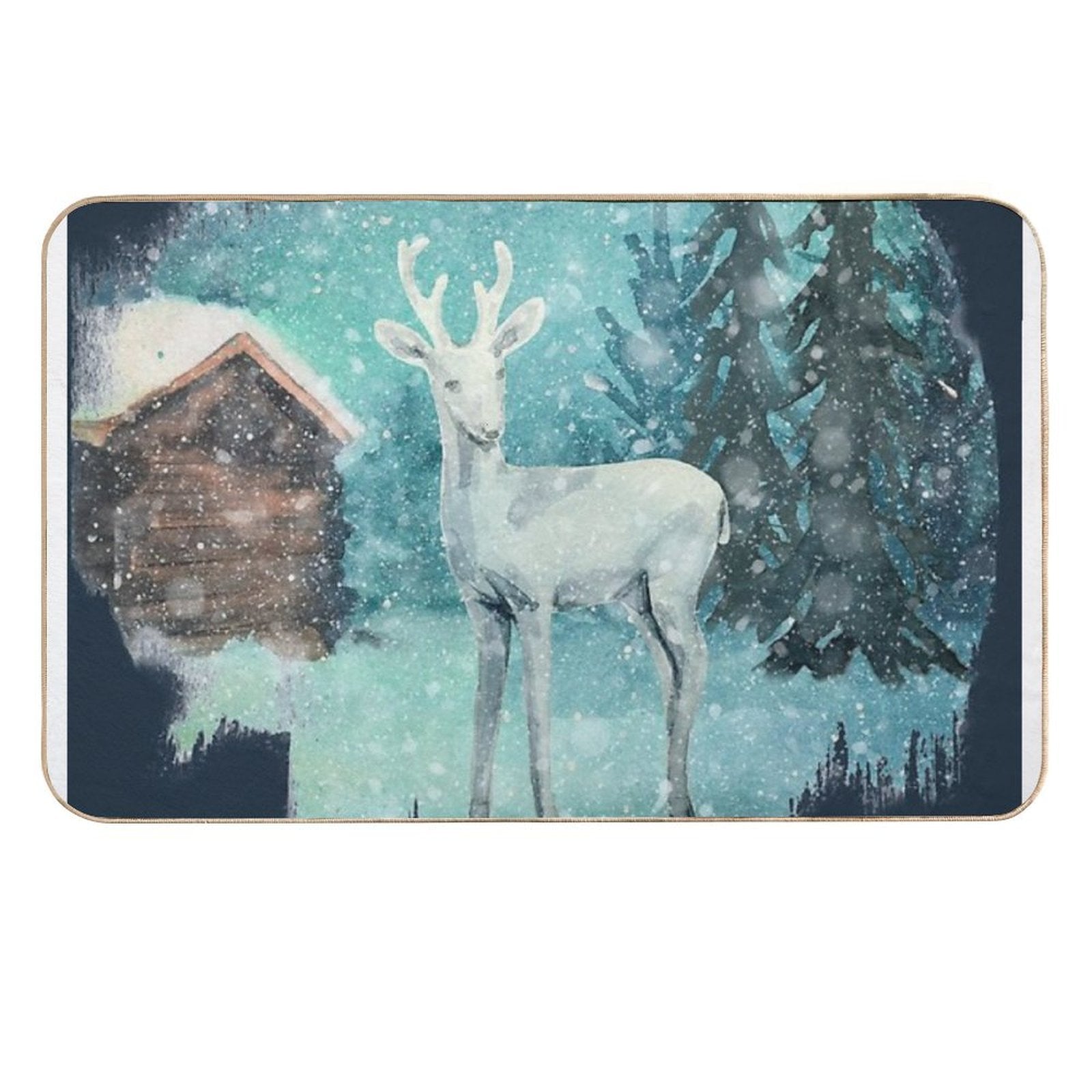 Winter Deer in The Snow Durable Bath Mat