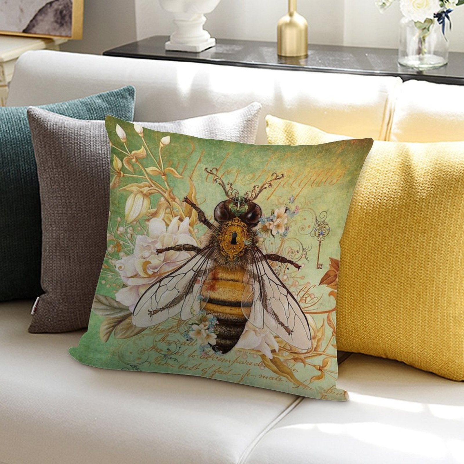 Honey Bee True Soft Hidden Zipper Throw Pillow