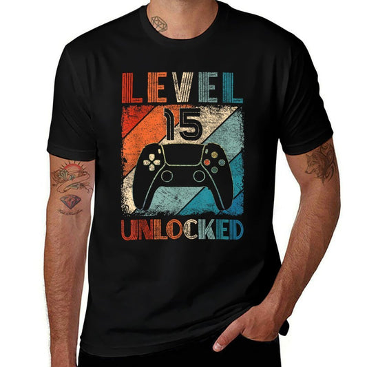 Vintage Level 15 Unlocked Video Gamer 15th Birthday  Durable T-Shirt