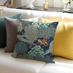 FOREST ANIMALS, DEERS BY A BROOK Blue Green Floral Soft Style Accent Throw Pillow