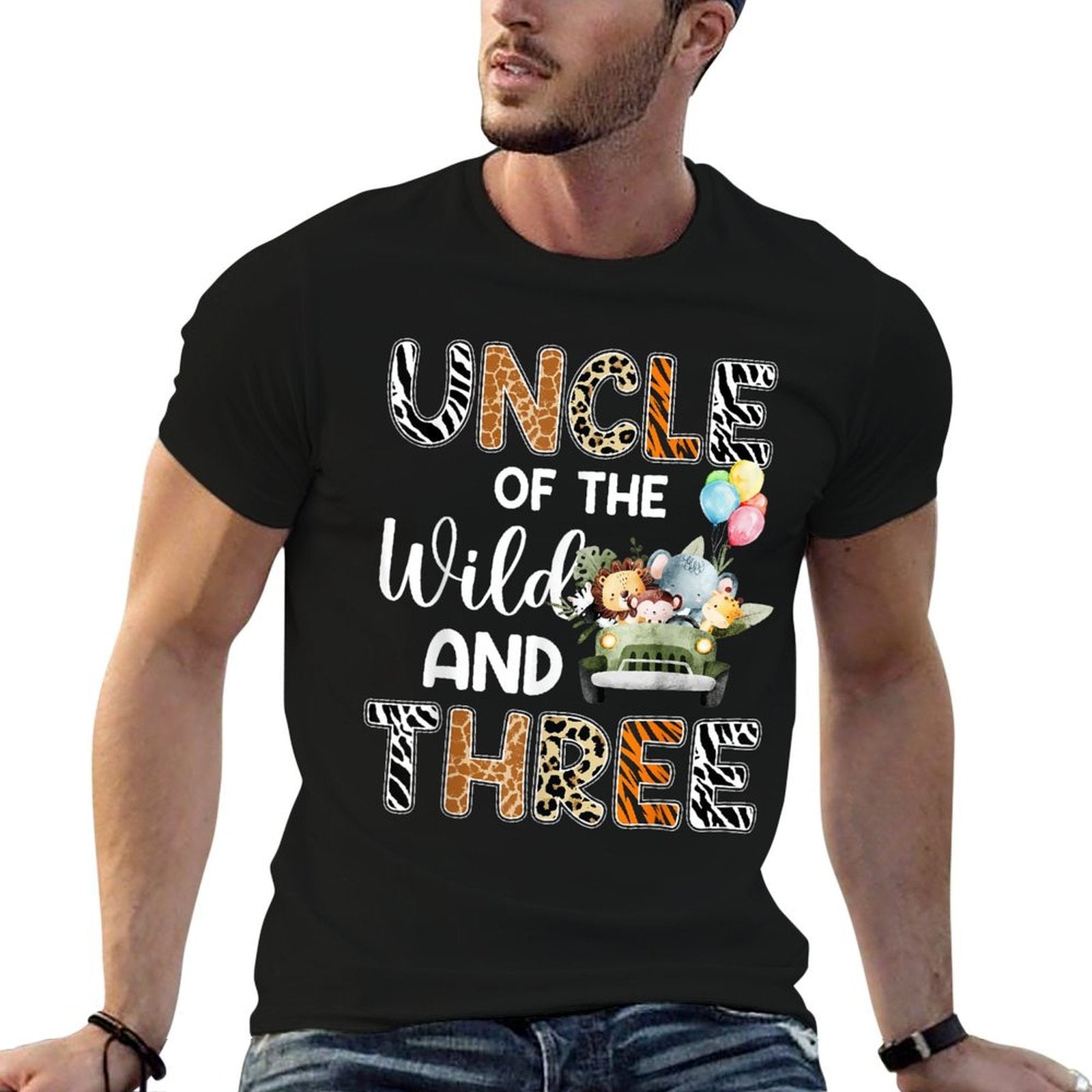 Uncle Of The Wild And Three 3 Birthday Zoo Safari Jungle  Odor-resistant T-Shirt