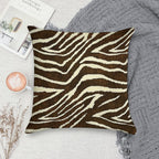ZEBRA IN WINTER BROWN AND BEIGE ANIMAL PRINT Soft High-Density Material Throw Pillow