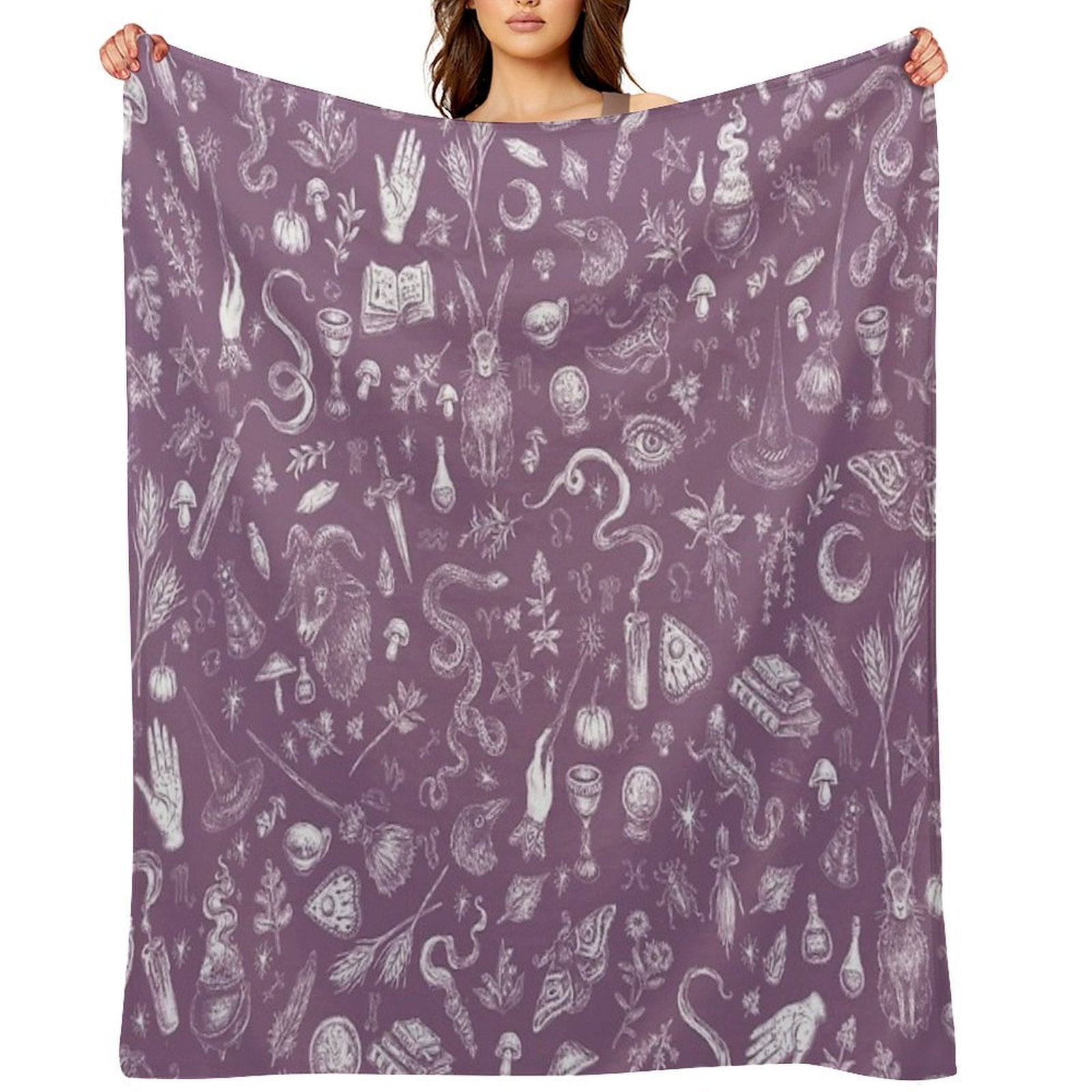 Purple Salem Witch Easy Care Throw Blanket