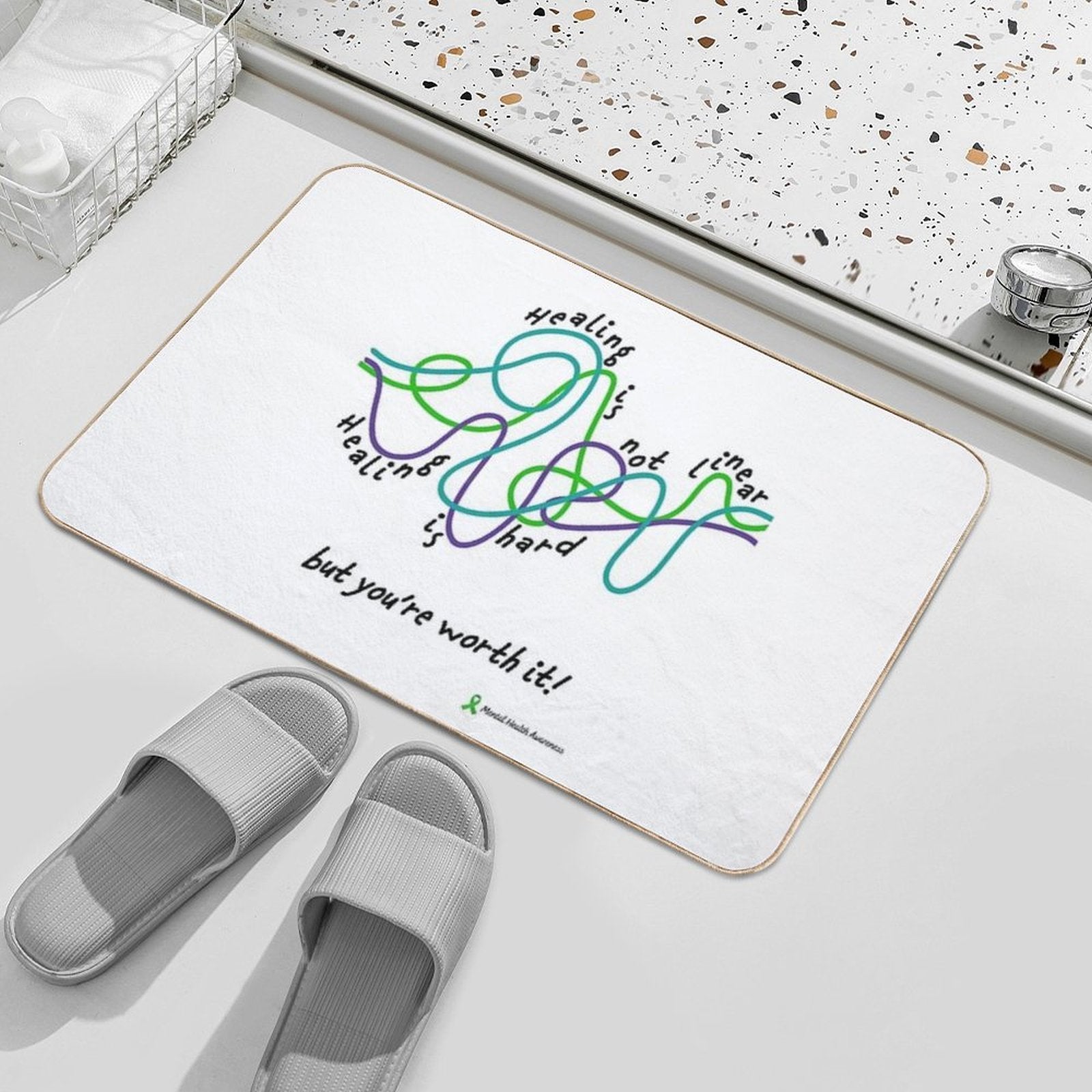 Healing Is Not Linear. Healing Is Hard Durable Bath Mat