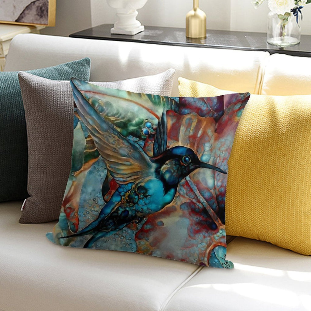 Colibri Des Vignes, Hummingbird, Colibri, Lea Roche Paintings Soft Luxury Feel Throw Pillow