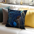 Metallic Jellyfish IV Soft Short Plush Fabric Throw Pillow