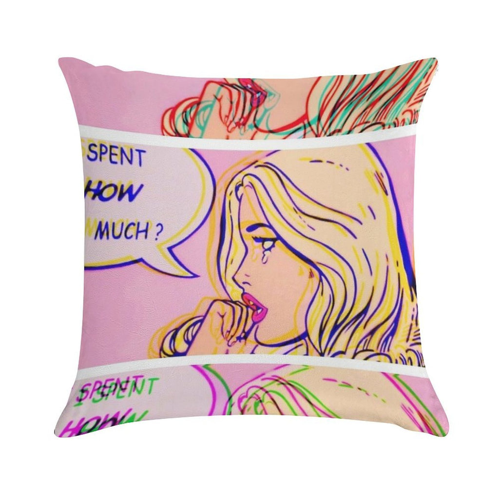 I Spent How Much Comic Pop Art Print Soft Multiple Sizes Throw Pillow
