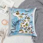 Map for Michiganers Soft Fade-Resistant Throw Pillow