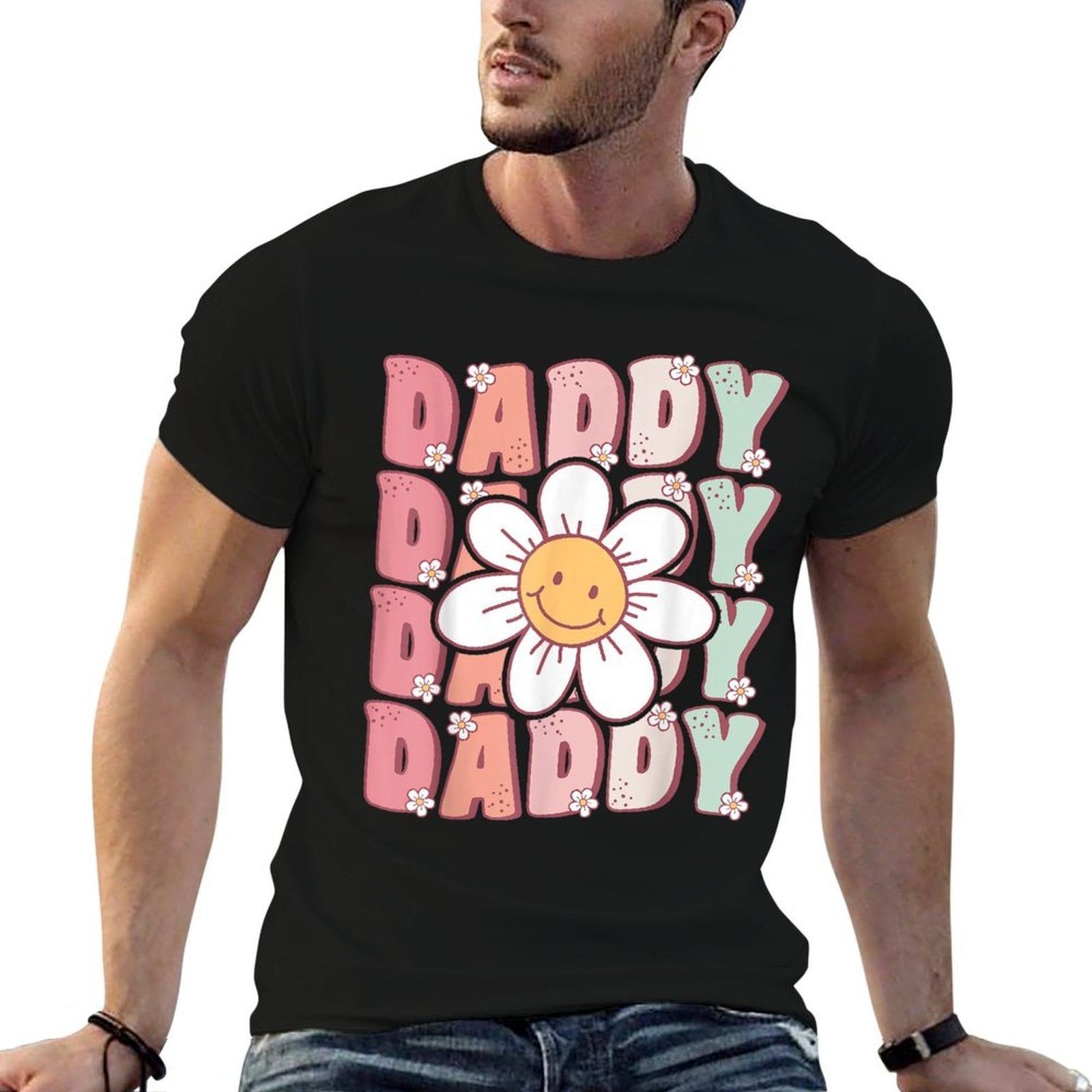Groovy Daddy Matching Family Birthday Party Daisy Flower  Slim-fit Cut T-Shirt