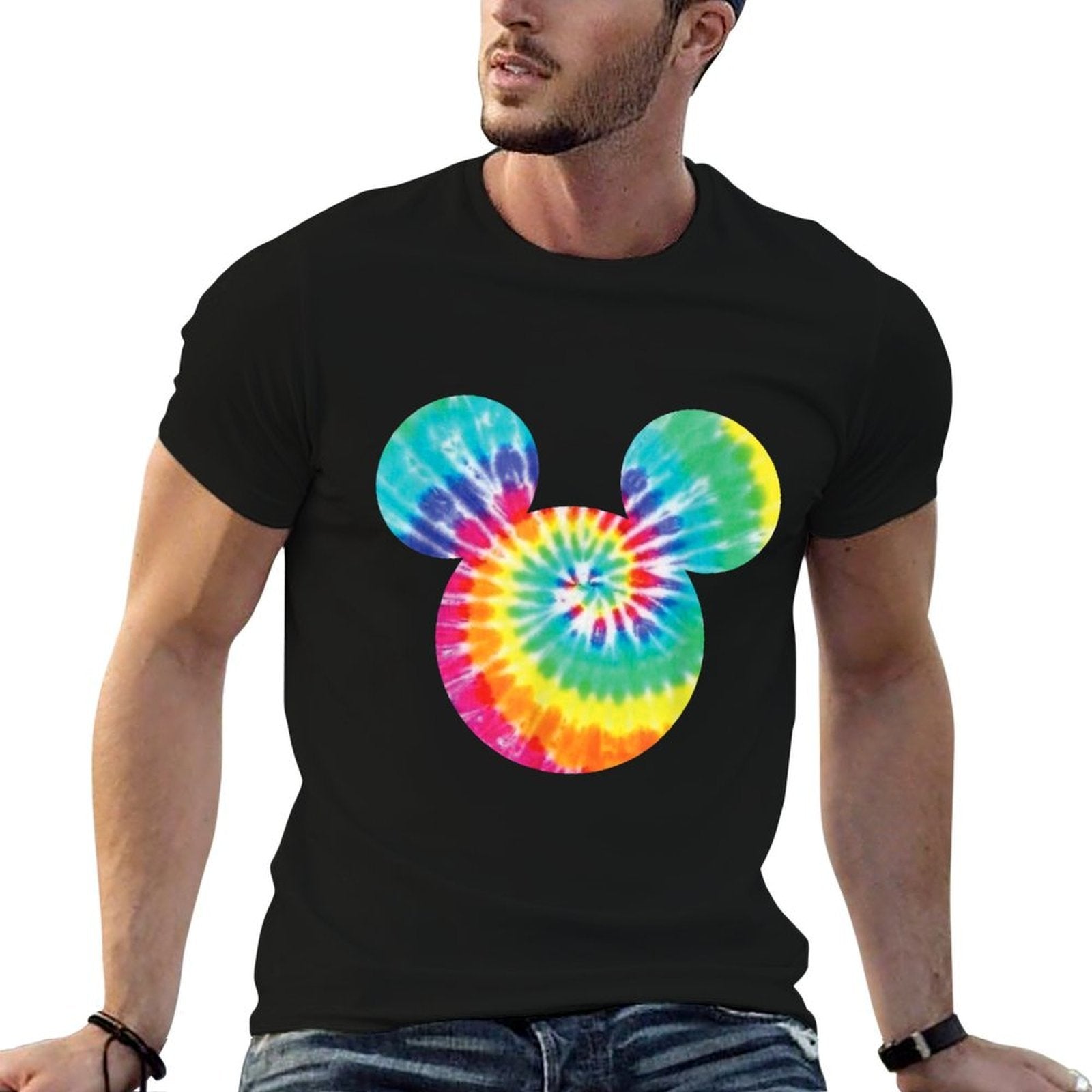 Disney Mickey Mouse Icon Rainbow Tie-Dye  Relaxed-fit T-Shirt