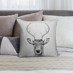 Deer 2 - Black & White Soft Washable Throw Pillow