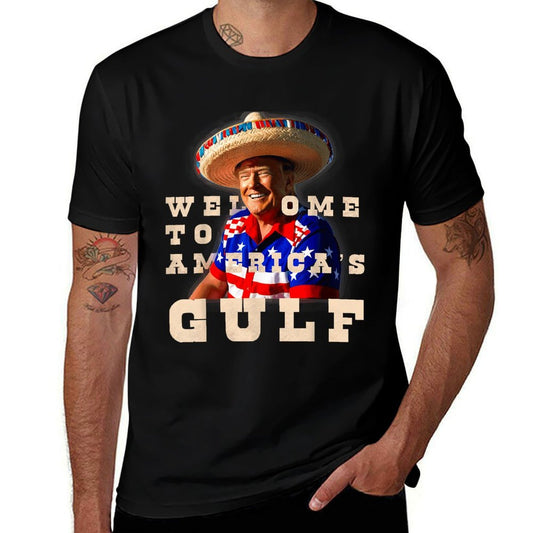 Welcome To America's Gulf Trump Mexico Parody Funny  Eco-friendly Material T-Shirt