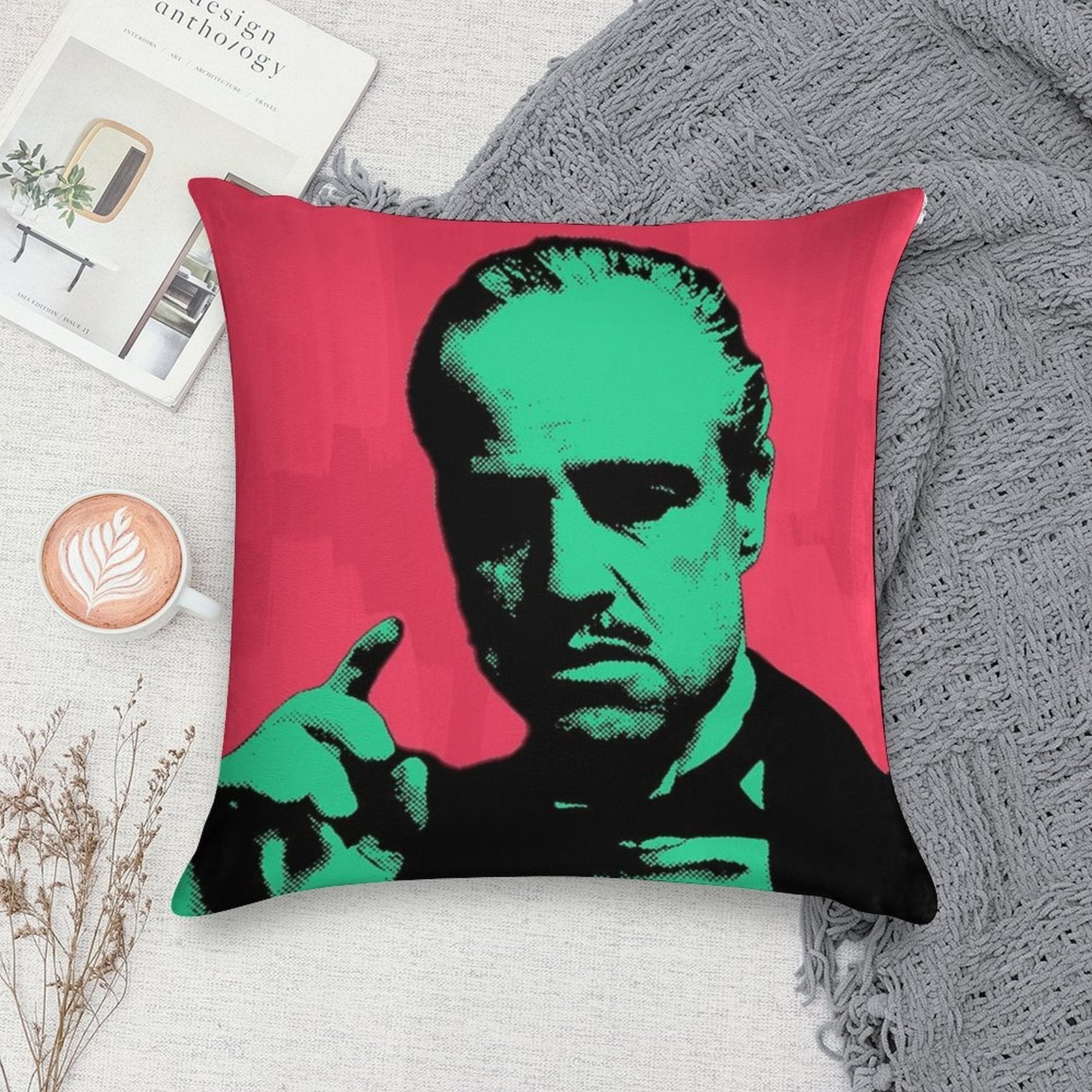 Pop Art of The GODFATHER Soft Short Plush Fabric Throw Pillow