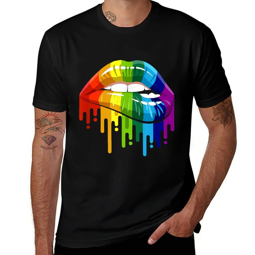 LGBTQ Rainbow Lip Gay Pride  Stretchy T-Shirt