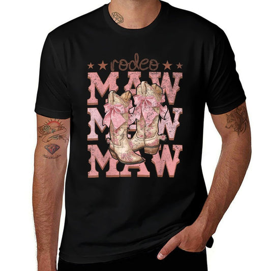 Rodeo Maw Pink Boots Coquette Cow-Girl Birthday Party  Rolled Sleeves T-Shirt