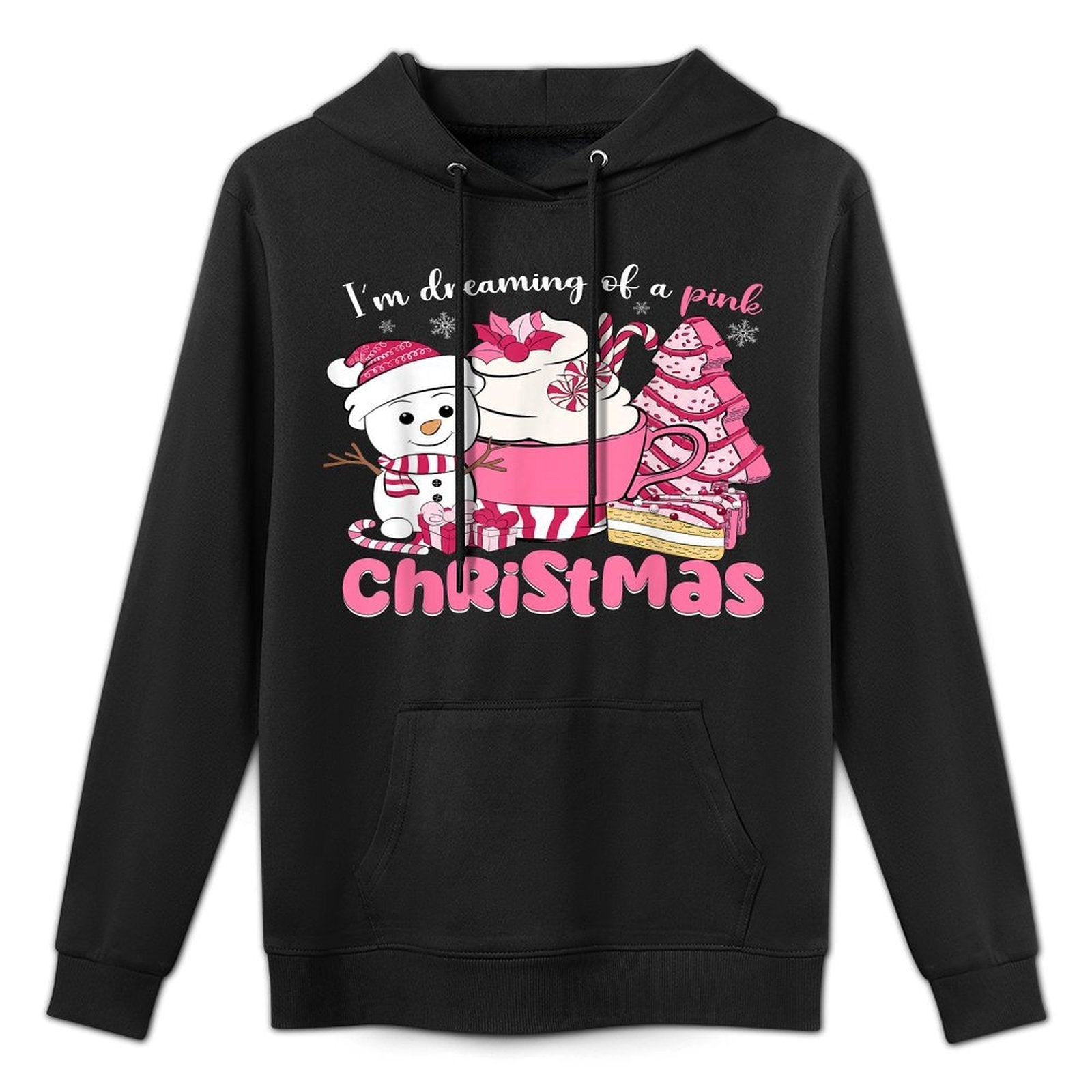 Im Dreaming of A Pink Christmas Snowman Tree Cake Xmas Casual Wear Hoodie