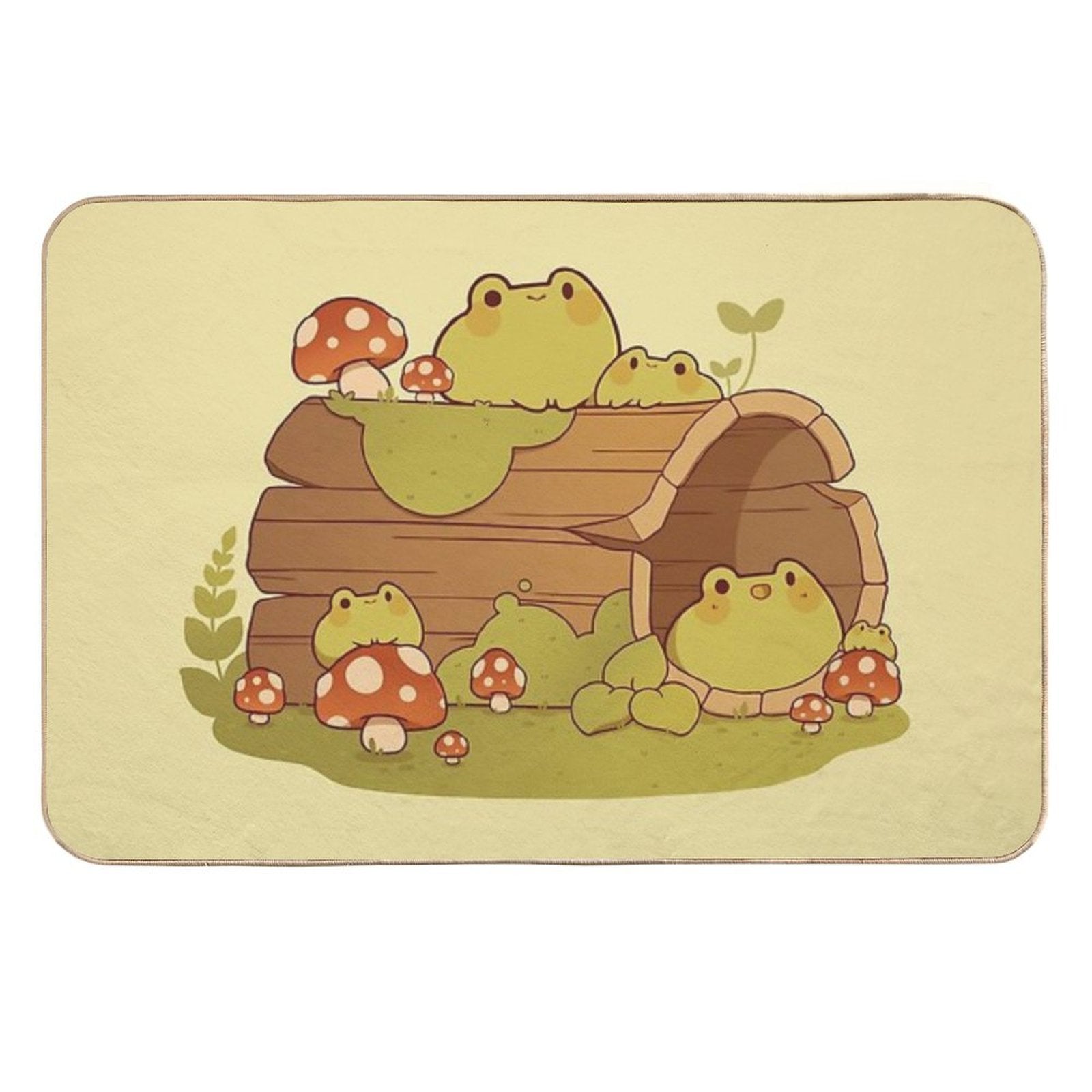 Frogs on A Mossy Log  Easy To Clean Bath Mat