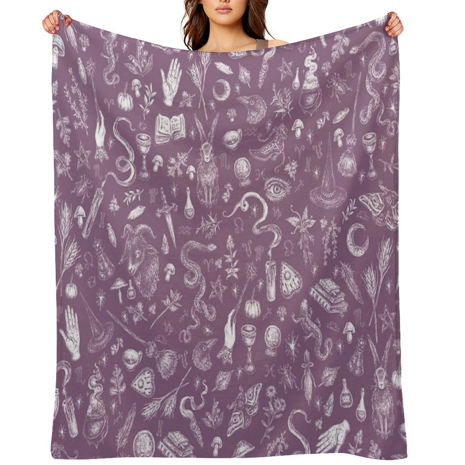 Purple Salem Witch Easy Care Throw Blanket