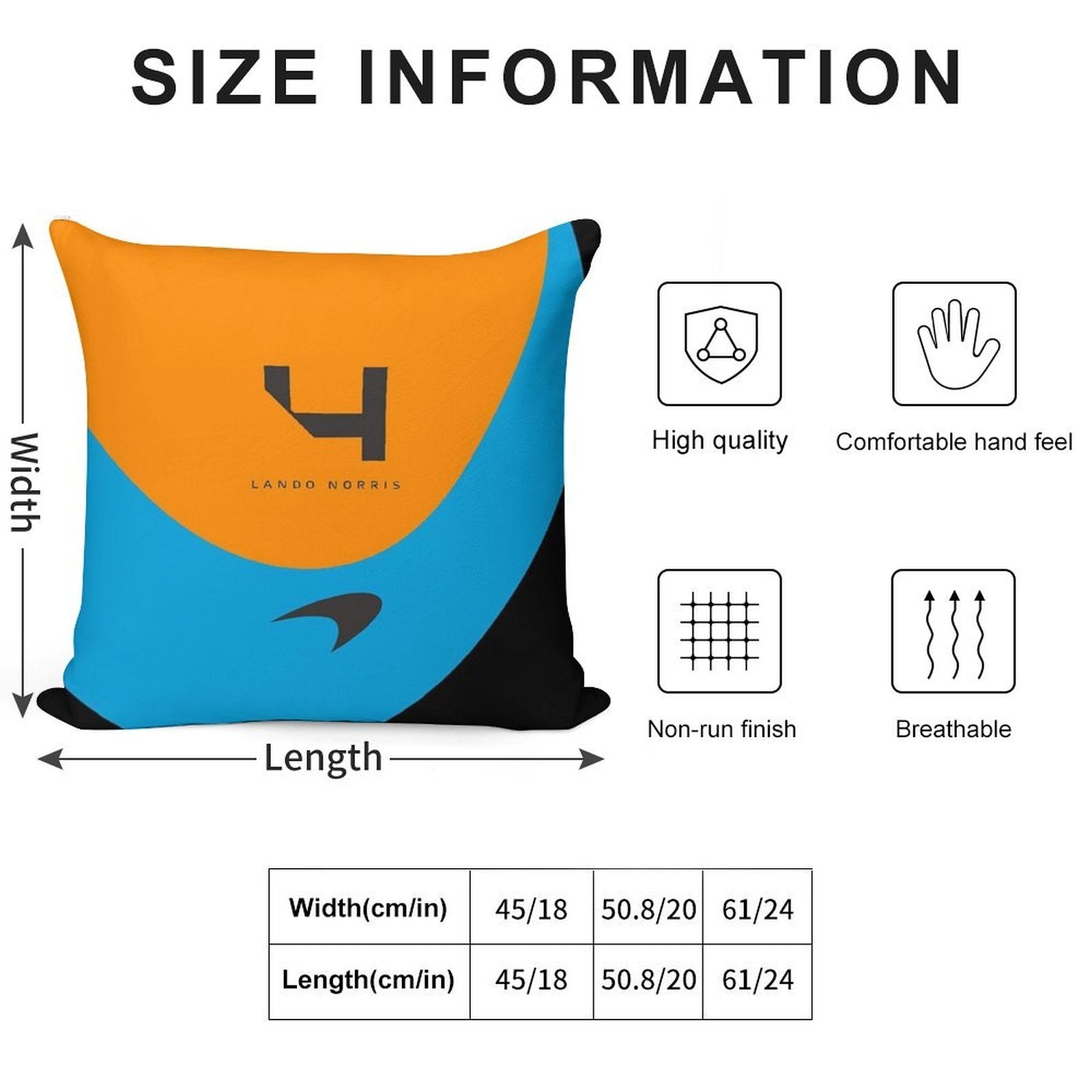 Lando Norris Mclaren Formula 1 Team Inspired Iphone Cover And Samsung Mobile Case Best Gift for F1 Fans Soft Skin-Friendly Throw Pillow