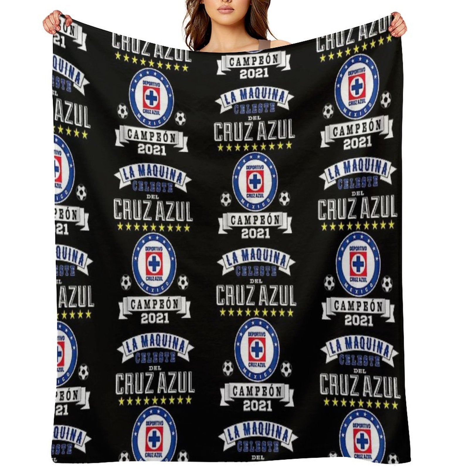 Cruz-Azul Campeon 2021 Futbol Mexicano La Maquina Celeste Shrink-resistant Throw Blanket