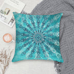 Turquoise Mandala Soft Hidden Zipper Throw Pillow