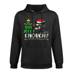 Is This Jolly Enough Black Cat Merry Christmas Xmas Funny Medium-Weight Fabric Hoodie