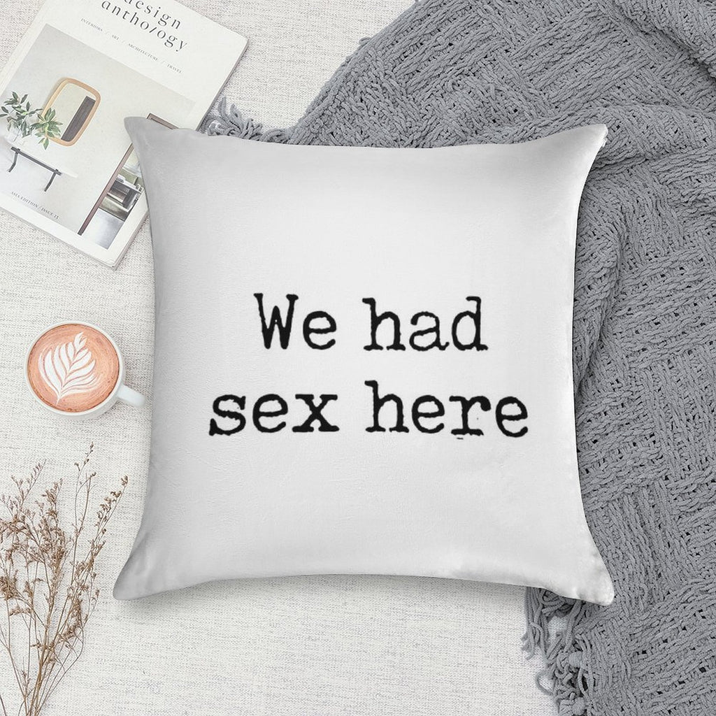 We Had Sex Here, Funny Slogan Soft Washable Throw Pillow