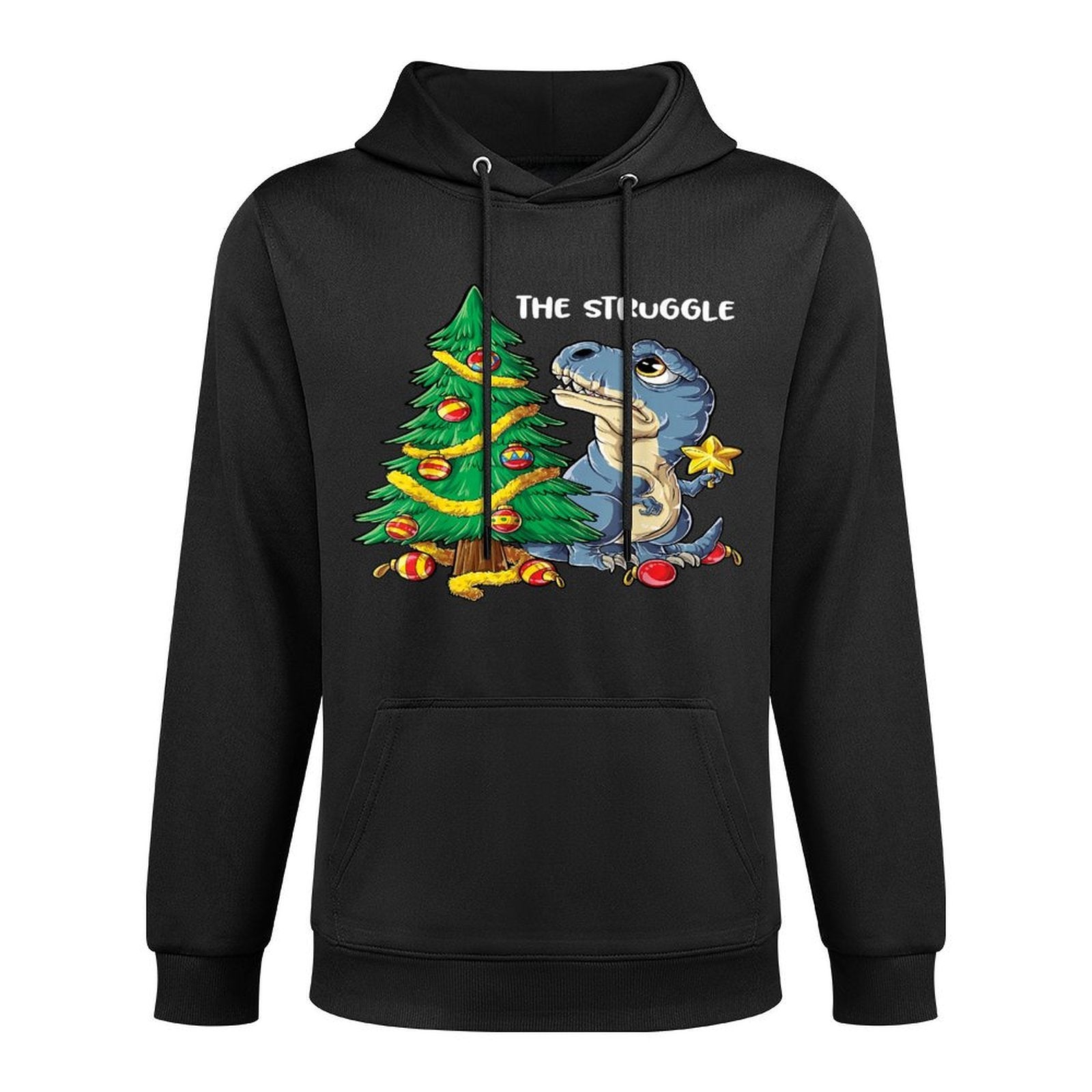 Dinosaur Christmas Tree Rex The Struggle Boys Xmas Pyjamas Colorfast Hoodie